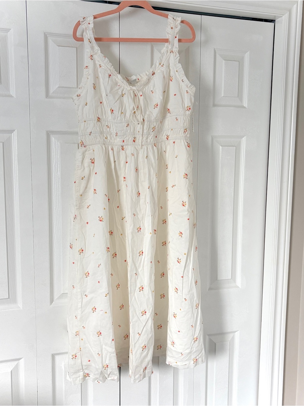 White Floral Sundress with Orange Accent